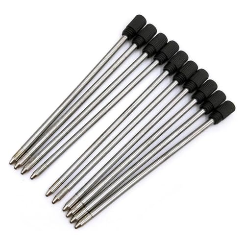 10 STÜCKE 7 CM Lang Kugelschreiberminen aus Metall, Schwarze oder Blaue Kompatible Tintenminen Spitze 0,5mm Strichstärke M, Kugelschreiber für Büro Schule Zuhause-Schwarz von SEIWEI