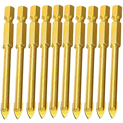 10 Stück 5 mm Speerkopf Wolframkarbid-Bohrer-Bit-Set mit flachem Speerkopf, Sechskantschaft für Glas, Fliesen, Spiegel, Keramik, Porzellan, Marmor 10 Stück 5 mm Speerkopf Wolframkarbid-Bohrer-Bit-Set mit flachem Speerkopf, Sechskantschaft für Glas, Fliesen, Spiegel, Keramik, Porzellan, Marmor von SEIWEI