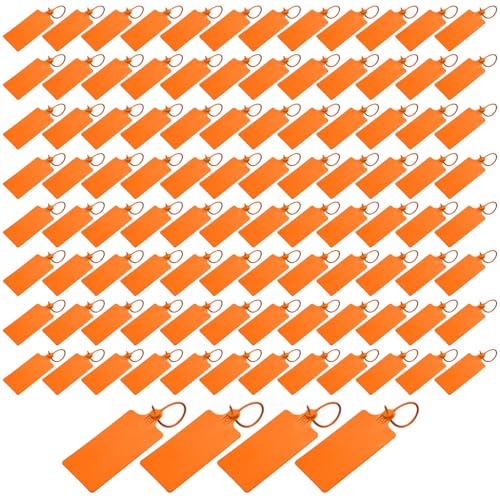 100 Stück Orange Kunststoff-Versandetiketten, unbeschriftet, beschreibbar, wasserfeste Etiketten für Garten, Krankenhaus, Fluggesellschaft, Geschäft, Supermarkt von SEIWEI