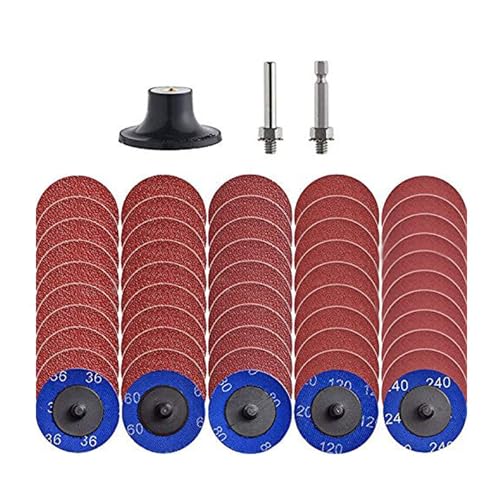 2 zoll Schleifscheiben Pad Kit und 1/4 zoll Scheibenpads, Schnellwechselscheiben Schleifwerkzeug (Grit 36+60+80+120+240) von SEIWEI