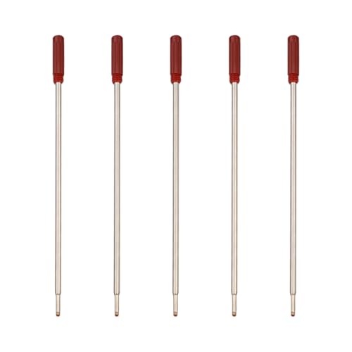 5 Stück Kugelschreiber Minen aus Metall, 11,6 cm Länge, 1,0 mm Kugelschreiberminen Rot, Mittlere Spitze von SEIWEI