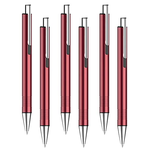 6 Stück Kugelschreiber, 1,0 mm blaue Tinte, Metall, Klick-Druckkugelschreiber, Schreibwaren, Büro, Schulbedarf – Rot von SEIWEI