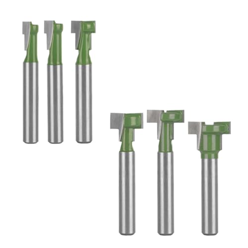 6 Stück Schlüssellochfräser-Set, T-Nutfräser-Set, Fräswerkzeuge für die Holzbearbeitung für Massivholz, Spanplatten, MDF, Sperrholz, Dichteplatten(6/25" Schaft) von SEIWEI