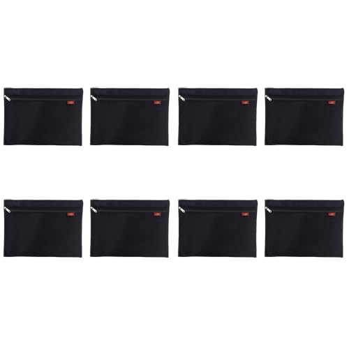 8 Stück A4 Netz-Datei-Reißverschlusstaschen, Ordner-Brieftaschen, Netz-Reißverschlusstasche, Nylon, transparent, Netztasche, wasserdicht, Doppelreißverschluss, für Schule, Büro, Reisen, schwarz von SEIWEI