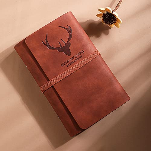 A6 Notizbuch aus Leder Nachfüllbar, Vintage Tagebuch, Perfekt zum Schreiben Dichter, als Tagebuch, 4 Arten von Papierstilen - Kaffee von SEIWEI
