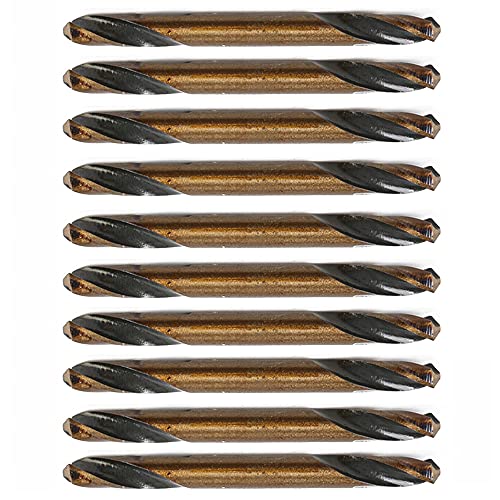 HSS Doppelend-Spiralbohrer Set Metall Kohlenstoffstahl Arbeitswerkzeug Bohren Edelstahl Gold gerader Schaft 10 Stück von SEIWEI
