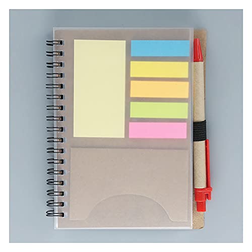 Kraftpapierabdeckung Notizblock Loseblatt-Spiralblock mit Stift Haftnotizen für wichtige Aufzeichnungen 12 cm x 16 cm von SEIWEI