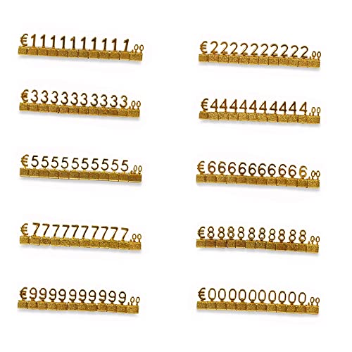 Mini-Würfel-Preisschild, 10 Sets Preisanzeigewürfel, verstellbares 3D-Metall-Preiswürfel-Set für Schmuck, Uhren, Ringe, Shop, Preisanzeige, Gold/EUR von SEIWEI