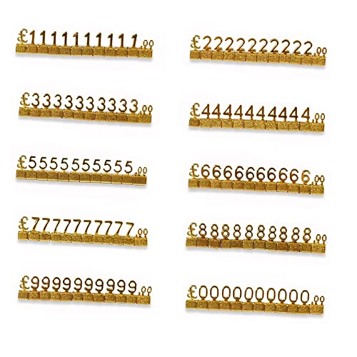 Mini-Würfel-Preisschild, 10 Sets Preisanzeigewürfel, verstellbares 3D-Metall-Preiswürfel-Set für Schmuck, Uhren, Ringe, Shop, Preisanzeige, Gold/GBP von SEIWEI