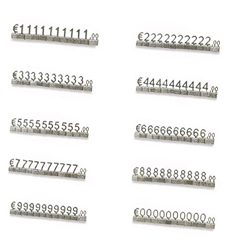 Mini-Würfel-Preisschild, 10 Sets, Preis-Anzeigewürfel, verstellbares 3D-Metall-Preiswürfel-Set für Schmuck, Uhren, Ringe, Shop-Preisanzeige – Silber/EUR von SEIWEI