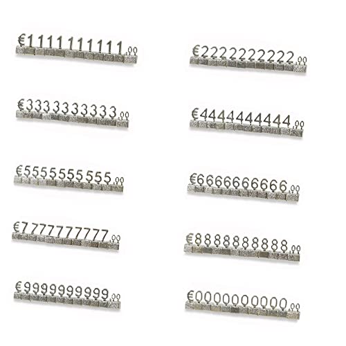 Mini-Würfel-Preisschild, 10 Sets Preisanzeigewürfel, verstellbares 3D-Metall-Preiswürfel-Set für Schmuck, Uhren, Ringe, Shop, Preisanzeige, Silber/EUR von SEIWEI