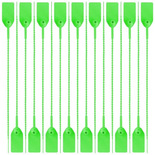 Plomben aus Kunststoff, Grün Kabelbinder Tag Sicherheitsplomben für Beschriftung Logistik Transport Tags, 100er Pack von SEIWEI