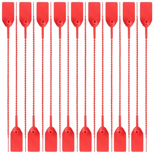 Plomben aus Kunststoff, Rot Kabelbinder Tag Sicherheitsplomben für Beschriftung Logistik Transport Tags, 100er Pack von SEIWEI