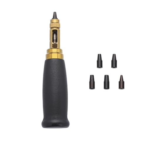 Verstellbarer Locher mit Schraube, Präzises Langlebiges Locherwerkzeug mit Holzgriff, 1,5mm, 2mm, 2,5mm, 3mm, 3,5mm, 4mm zum Nähen von Lederwerkzeugen, Schwarz Verstellbarer Locher mit Schraube, Präzises Langlebiges Locherwerkzeug mit Holzgriff, 1,5mm, 2mm, 2,5mm, 3mm, 3,5mm, 4mm zum Nähen von Lederwerkzeugen, Schwarz von SEIWEI