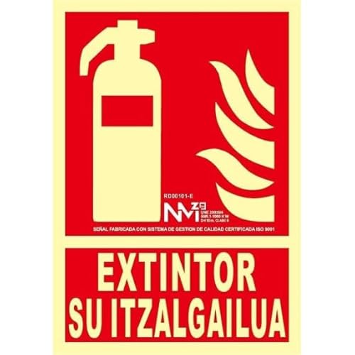 Schild auf Baskisch "Feuerlöscher su itzalgailua" von SEKURECO