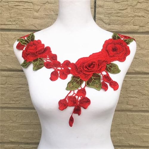 1 Stück 6 Farben 3D rot bestickter Stoff Rose Blume Spitze Nähen Applikation Spitzenkragen Ausschnitt Kragen Applikation Zubehör 1 Stück 6 Farben 3D rot bestickter Stoff Rose Blume Spitze Nähen Applikation Spitzenkragen Ausschnitt Kragen Applikation Zubehör von SELCOA