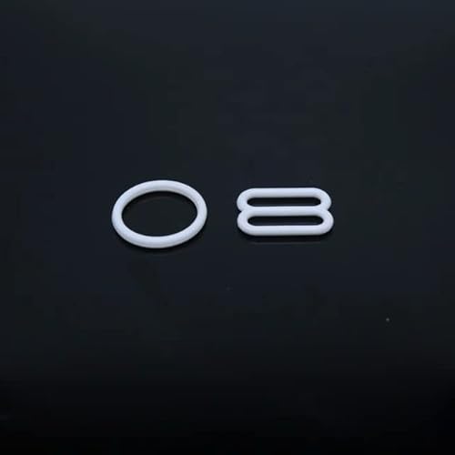 SELCOA 6 mm, 8 mm, 10 mm, 12 mm, 15 mm, 20 mm, verstellbare Knöpfe, 100 Sets (O-Ring und Schieber), klare/weiße/Schwarze Nylonknöpfe, Damen-BH-Set von SELCOA