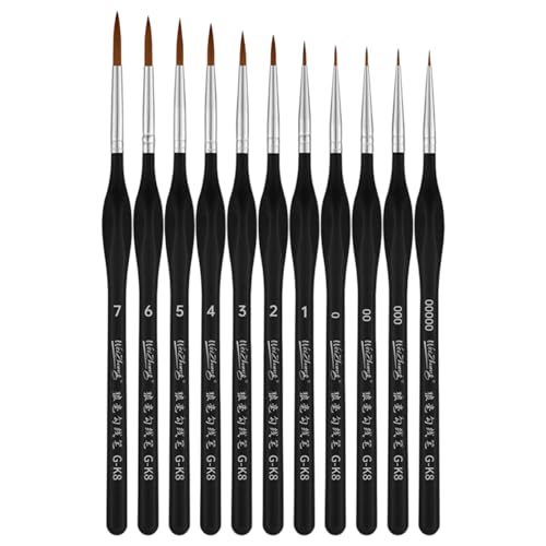 11 Pieces Detail Pinsel Set Für Kunstmalerei Miniaturbürsten Für Acryl Aquarell Gouache Öl Und Gesichtsmalerei Feine Linienmarkierungen von SELVFZ