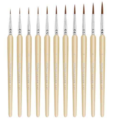 11 Pieces Detail Pinsel Set Für Kunstmalerei Miniaturbürsten Für Acryl Aquarell Gouache Öl Und Gesichtsmalerei Feine Linienmarkierungen von SELVFZ