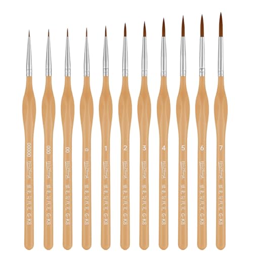11 Pieces Detail Pinsel Set Für Kunstmalerei Miniaturbürsten Für Acryl Aquarell Gouache Öl Und Gesichtsmalerei Feine Linienmarkierungen von SELVFZ