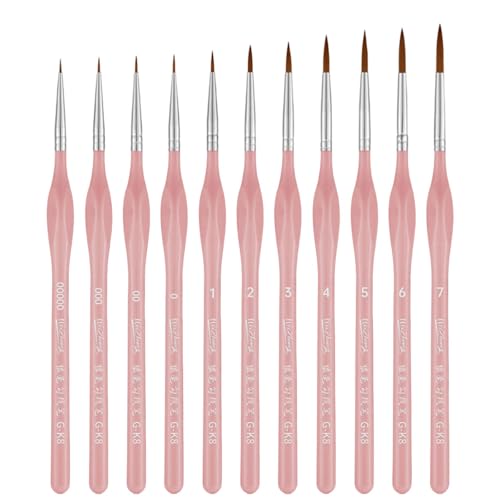 11 Pieces Detail Pinsel Set Für Kunstmalerei Miniaturbürsten Für Acryl Aquarell Gouache Öl Und Gesichtsmalerei Feine Linienmarkierungen von SELVFZ