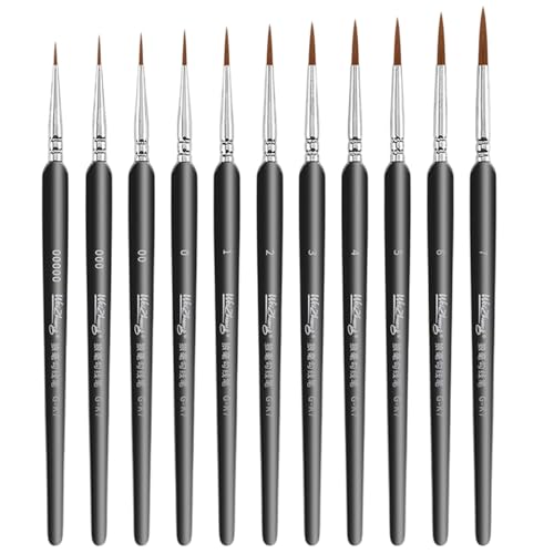 11 Pieces Detail Pinsel Set Für Kunstmalerei Miniaturbürsten Für Acryl Aquarell Gouache Öl Und Gesichtsmalerei Feine Linienmarkierungen von SELVFZ