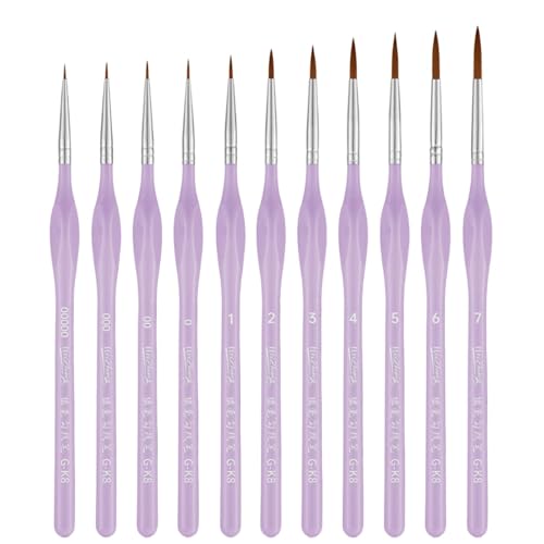 11 Pieces Detail Pinsel Set Für Kunstmalerei Miniaturbürsten Für Acryl Aquarell Gouache Öl Und Gesichtsmalerei Feine Linienmarkierungen von SELVFZ