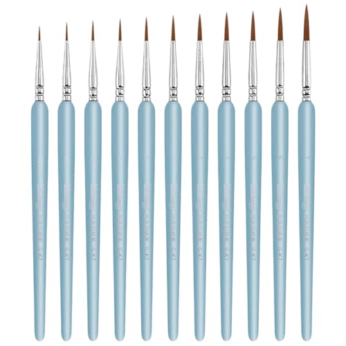 11 Pieces Detail Pinsel Set Für Kunstmalerei Miniaturbürsten Für Acryl Aquarell Gouache Öl Und Gesichtsmalerei Feine Linienmarkierungen von SELVFZ