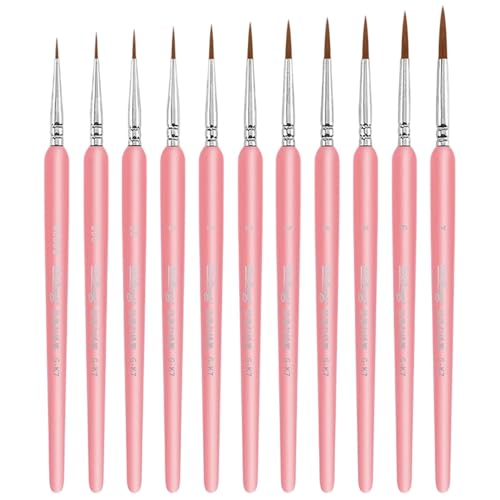 11 Pieces Detail Pinsel Set Für Kunstmalerei Miniaturbürsten Für Acryl Aquarell Gouache Öl Und Gesichtsmalerei Feine Linienmarkierungen von SELVFZ