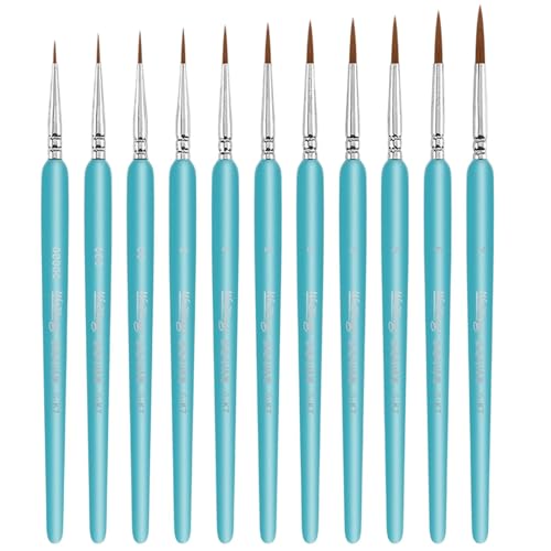 11 Pieces Detail Pinsel Set Für Kunstmalerei Miniaturbürsten Für Acryl Aquarell Gouache Öl Und Gesichtsmalerei Feine Linienmarkierungen von SELVFZ