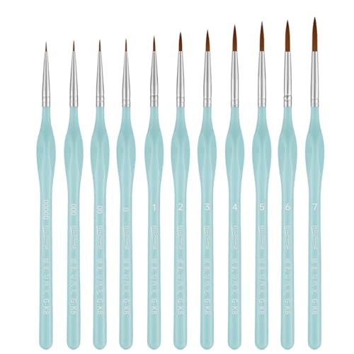 11 Pieces Detail Pinsel Set Für Kunstmalerei Miniaturbürsten Für Acryl Aquarell Gouache Öl Und Gesichtsmalerei Feine Linienmarkierungen von SELVFZ