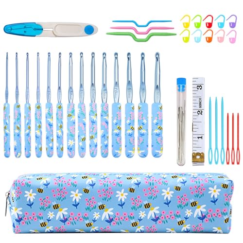 12pcs Ergonomic Soft Grip Häkelhaken Mit Aufbewahrungshülle Und Strickzubehör 2 0 Mm Bis 8 0 Mm Aluminiumhäkchen Nadelhaken Mit Speicher von SELVFZ
