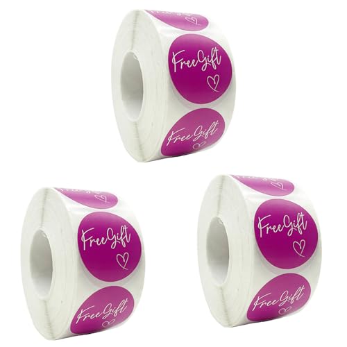 3 Rolls Selbstkleber Aufkleber Freigespanner Aufkleber Small Business Aufkleber Runde Aufkleber Werbegeschenk Etiketten Zum Verpacken von SELVFZ