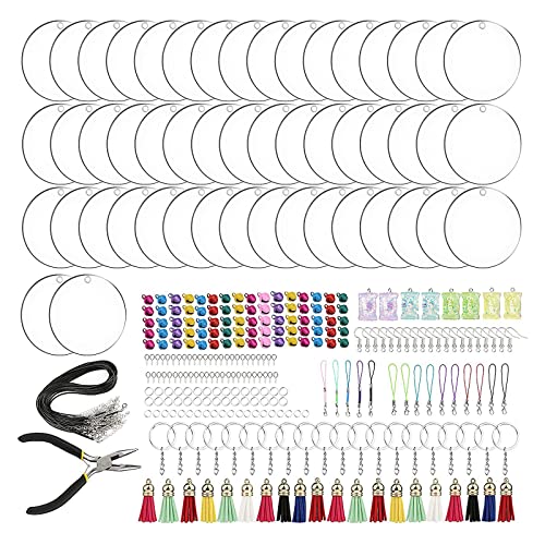 324 Pieces Clear Acryl Disc Blanks Schlüsselbund Mit Farbenfrohen Quastenschrauben Augenstift Ohrhaken Zum Herstellen Von Ohrring 324 Pieces Clear Acryl Disc Blanks Schlüsselbund Mit Farbenfrohen Quastenschrauben Augenstift Ohrhaken Zum Herstellen Von Ohrring von SELVFZ