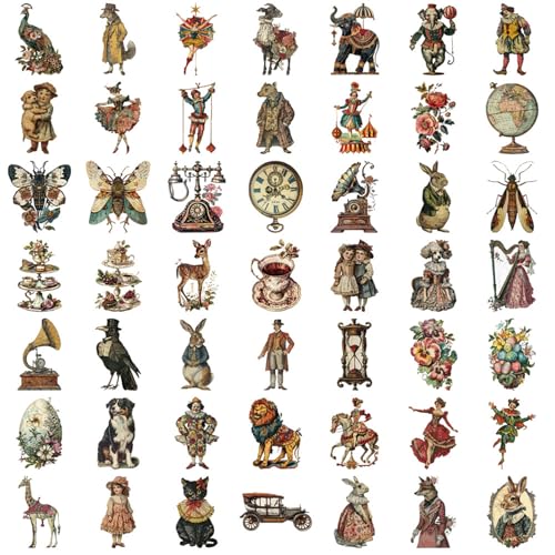 50 Blätter Victorian ERAS Aufkleber Dekorative Aufkleber Retro Scrapbook Sticker Wasserdichtes Briefpapier Aufkleber von SELVFZ