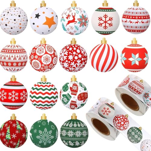 500pcs Weihnachtspacketiketten 1.2 Zoll Klebebrikotik von SELVFZ