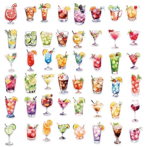 50pc Buntes PVC Cocktail Design Aufkleber Abnehmbar Für Fahrräder Helme Home Decor Waterfof Markierer Aufkleber von SELVFZ