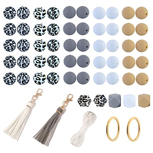 55pcs Silikonperlen Machen Kits Für Armbandauto Schlüsselbund Runde Polygonale Perlen Accessoire Set Für Frauen Mädchen von SELVFZ