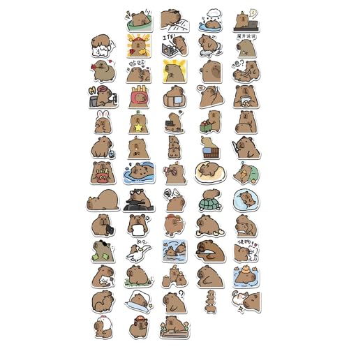 62pcs/Blatt Schöne Cartoon Capybara Animal Sticker Selfadhäsive Aufkleber Für Scrapbooking Journal Project von SELVFZ