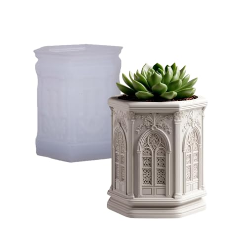 Detaillierte Kirchenfenster Silikonform Für Harz Blumentöpfe Kerzenbecher Kerzenhalter Und Home Decoration Silikonform Für Harzprojekte von SELVFZ