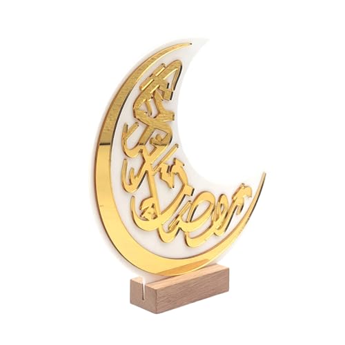 Elegante Ramadans Mondtisch Ornament Stylish Gold Moon Tisch Display Ornament Mit Holzbasis Für Ramadans Eid Homes Kulturkunst Ausstellung von SELVFZ