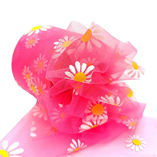 SELVFZ Hochzeits Und Verlobungsdekoration Festival Lieferungen Multi Color Gänseblümchen Muster Tüll Roll Gaze Ribbon 6cm 25 Meter Hochzeitsbedarf von SELVFZ