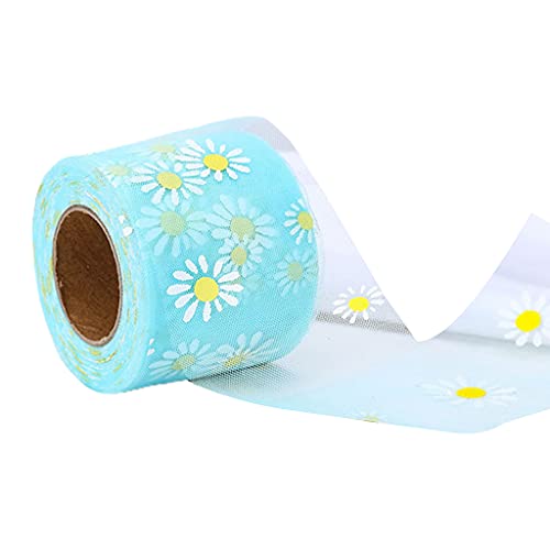 SELVFZ Hochzeits Und Verlobungsdekoration Festival Lieferungen Multi Color Gänseblümchen Muster Tüll Roll Gaze Ribbon 6cm 25 Meter Hochzeitsbedarf von SELVFZ