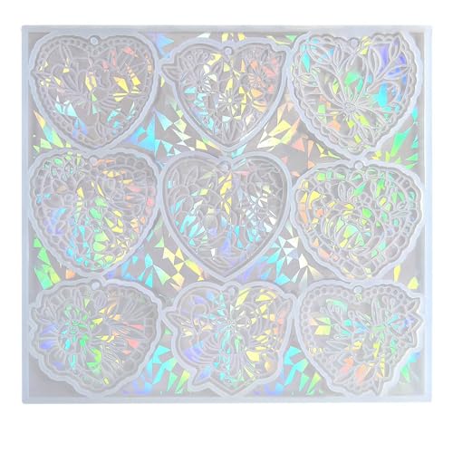 Holographischer Herzform Silikonschmuck Anhänger Harzform Schimmel Blumenepoxidform Ohrring Charme Form Bastel Herz Anhänger Formform Schmuck Making Form Personalisierte Silikonform von SELVFZ