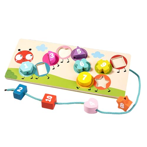 Holzperlen Sortieren Spielzeug Für 3+ Mit Farbenfrohen Formen Zu Feinmotor Und Logischen Fähigkeiten Holzschnur Perlen von SELVFZ