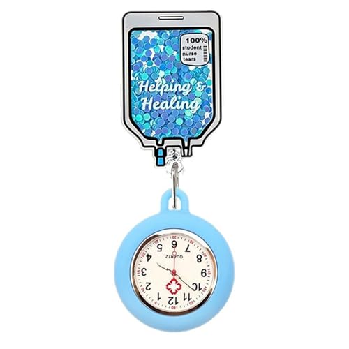 Liquid Sand Nurse Badge Mit Uhren Pocket Clip Retractable Kartenorganisator Für Gesundheitspersonal Krankenschwester Arbeit von SELVFZ