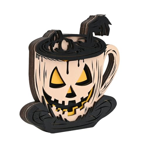 Naturholz Halloween Skulptur Handwerksanaler Arbeitstop Dekoration Kürbisschild Für Saisonale Und Party Deck Vintaged Holzkürbis Ornament von SELVFZ