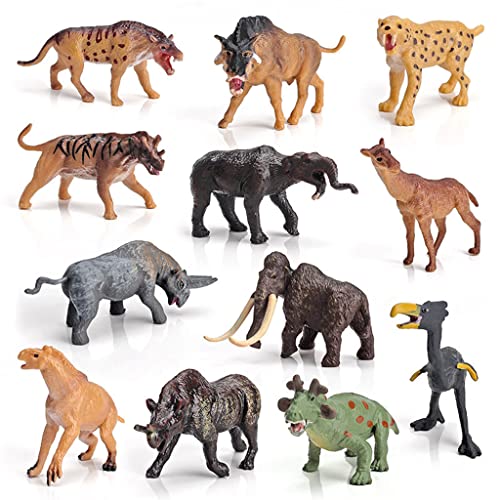 SELVFZ 12pcs/Set Figur Modell Prähistorisch Tierrealistisches Spielzeug Replikat Tisch Kuchen Raumdekor Boutique Kollektion Biologische Modellmodell Figuren Realistisch von SELVFZ