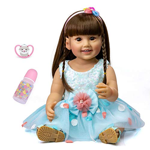 SELVFZ 22inch Silikon Real Baby Girl Educational Interactive Für Puppenkörper Silikon Für Puppenweichkörper Blau DRE von SELVFZ