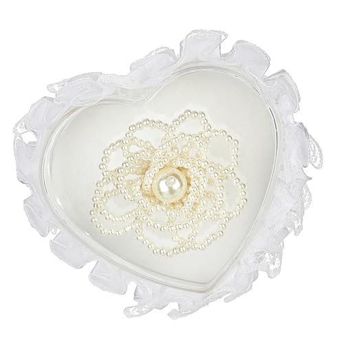 SELVFZ Elegante Spitzenschleppringe Herzformbox Für Hochzeit Schmuckausstellung Formelle Anlässe Fingerring Organisatoren Fall Herz Schmuckschatulle von SELVFZ